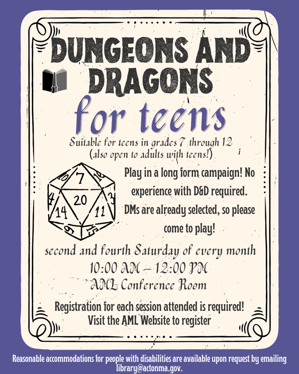 Dungeons & Dragons for Teens, grades 7+