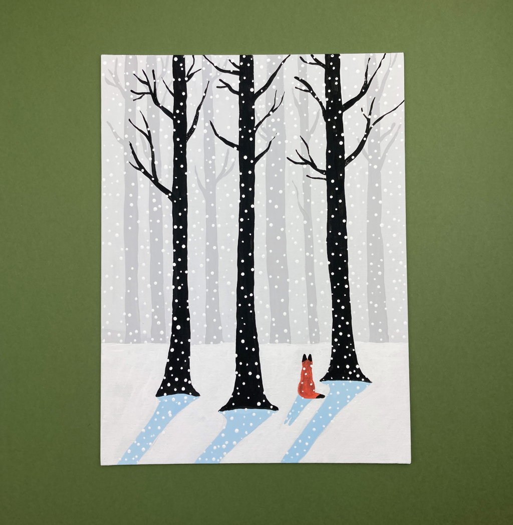 Pop Up Art School for Ages 11-19: Winter Forest with Fox Painting