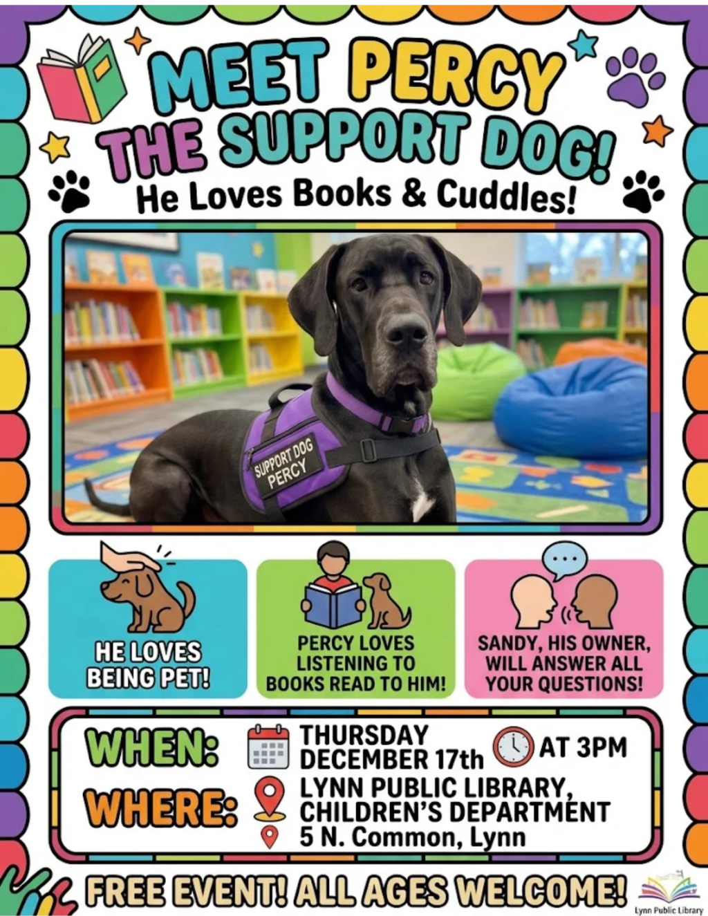 Children's Visit with Percy, the Therapy Dog