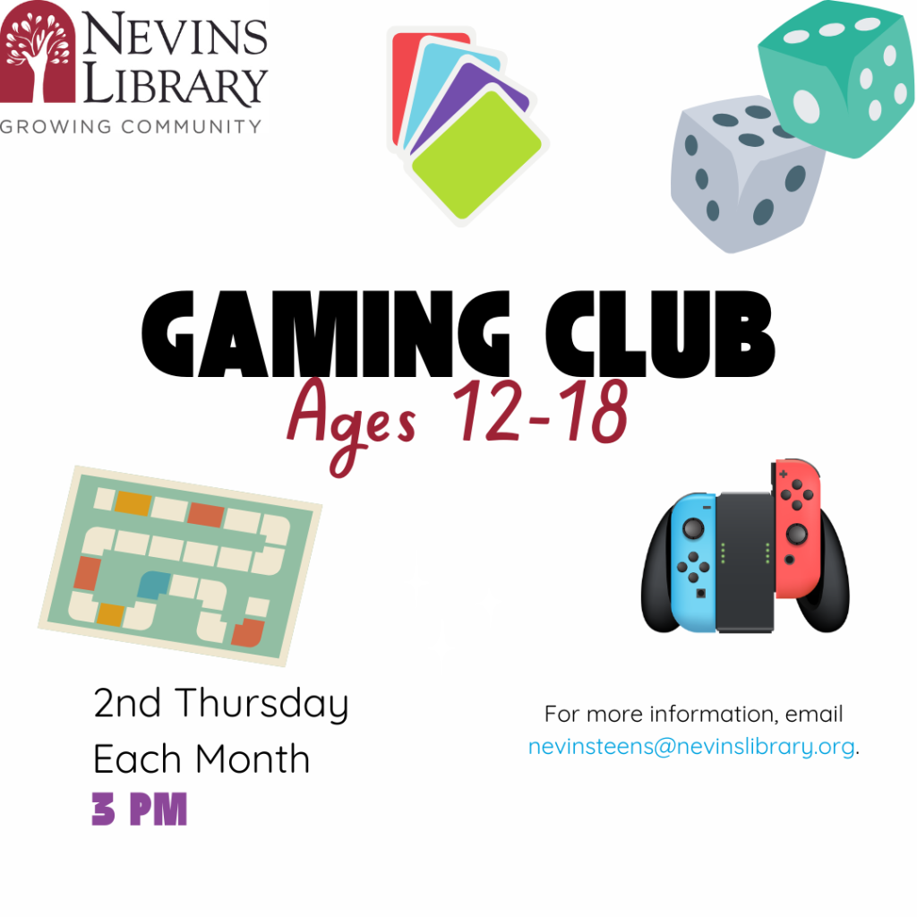 Teen Gaming Club (Ages 12-18)