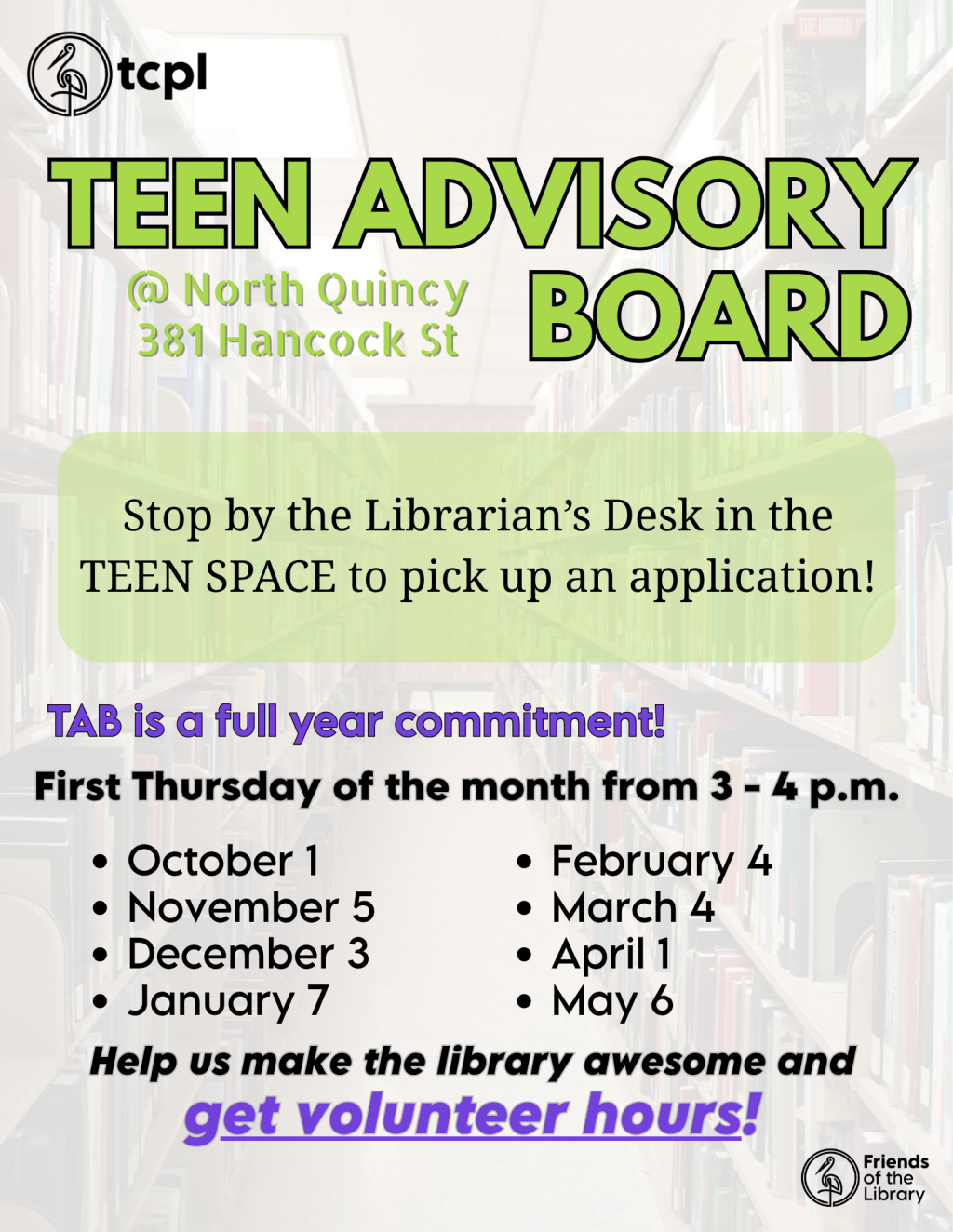 TEEN Advisory Board (TAB) @ North Quincy