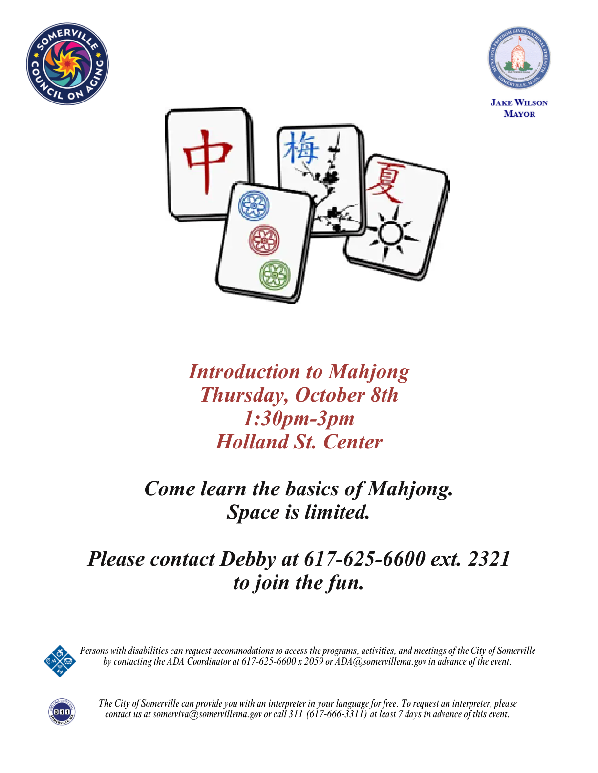 Introduction to Mahjong (Council on Aging)