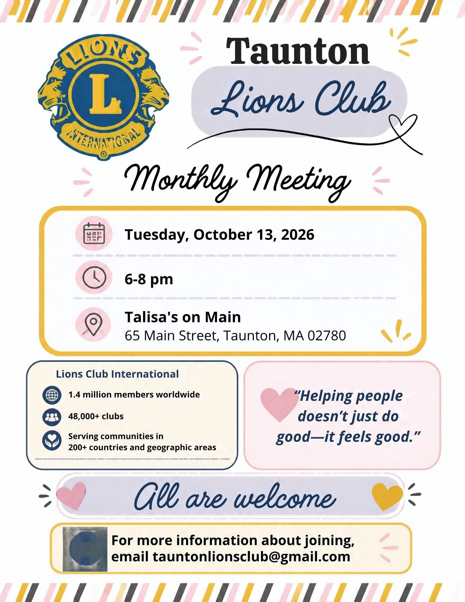 Taunton Lions Club Monthly Meeting