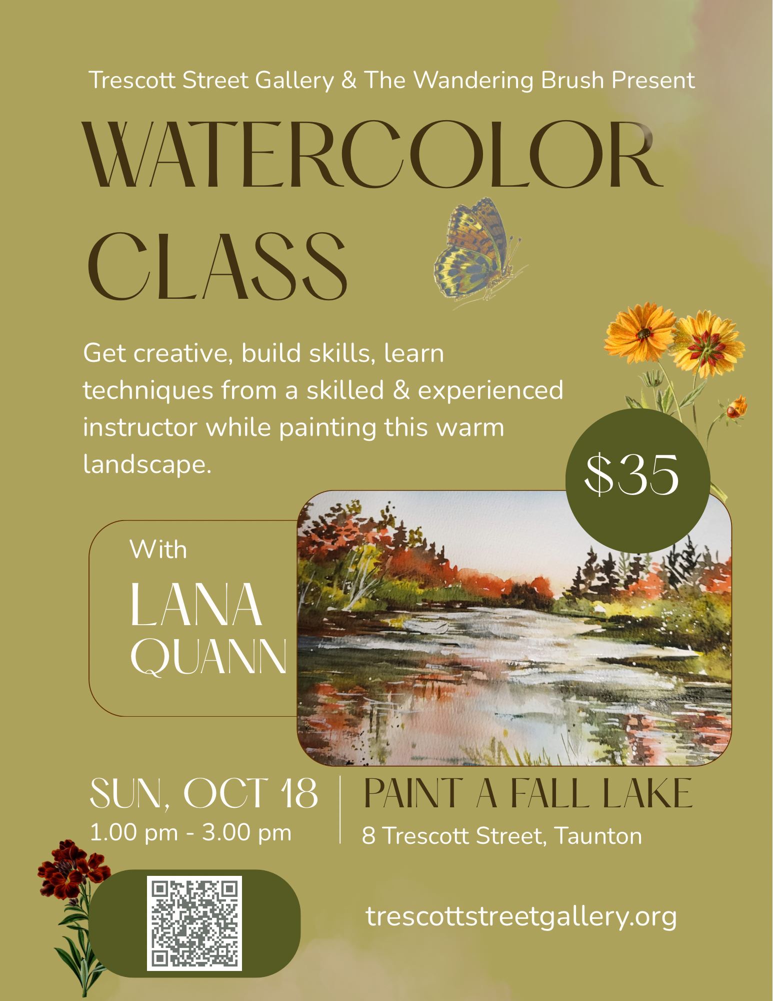 Trescott Street Gallery presents Watercolor Class with Lana Quann: Fall Lake