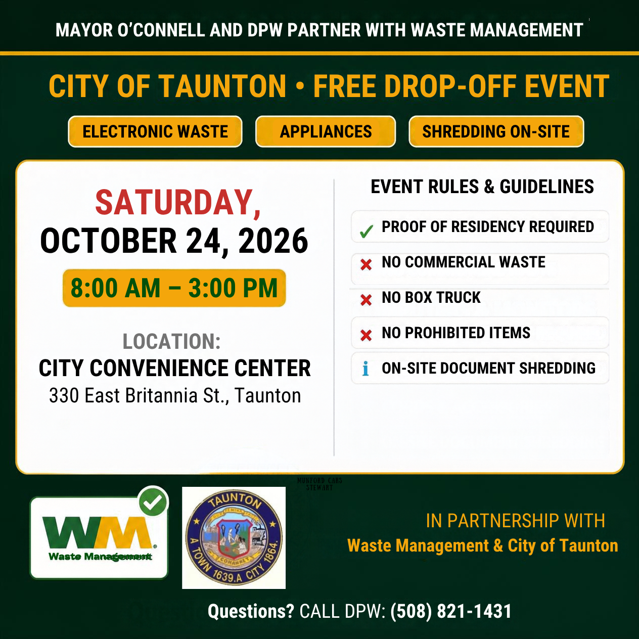 Mayor O'Connell and DPW Free Electronic Waste Event