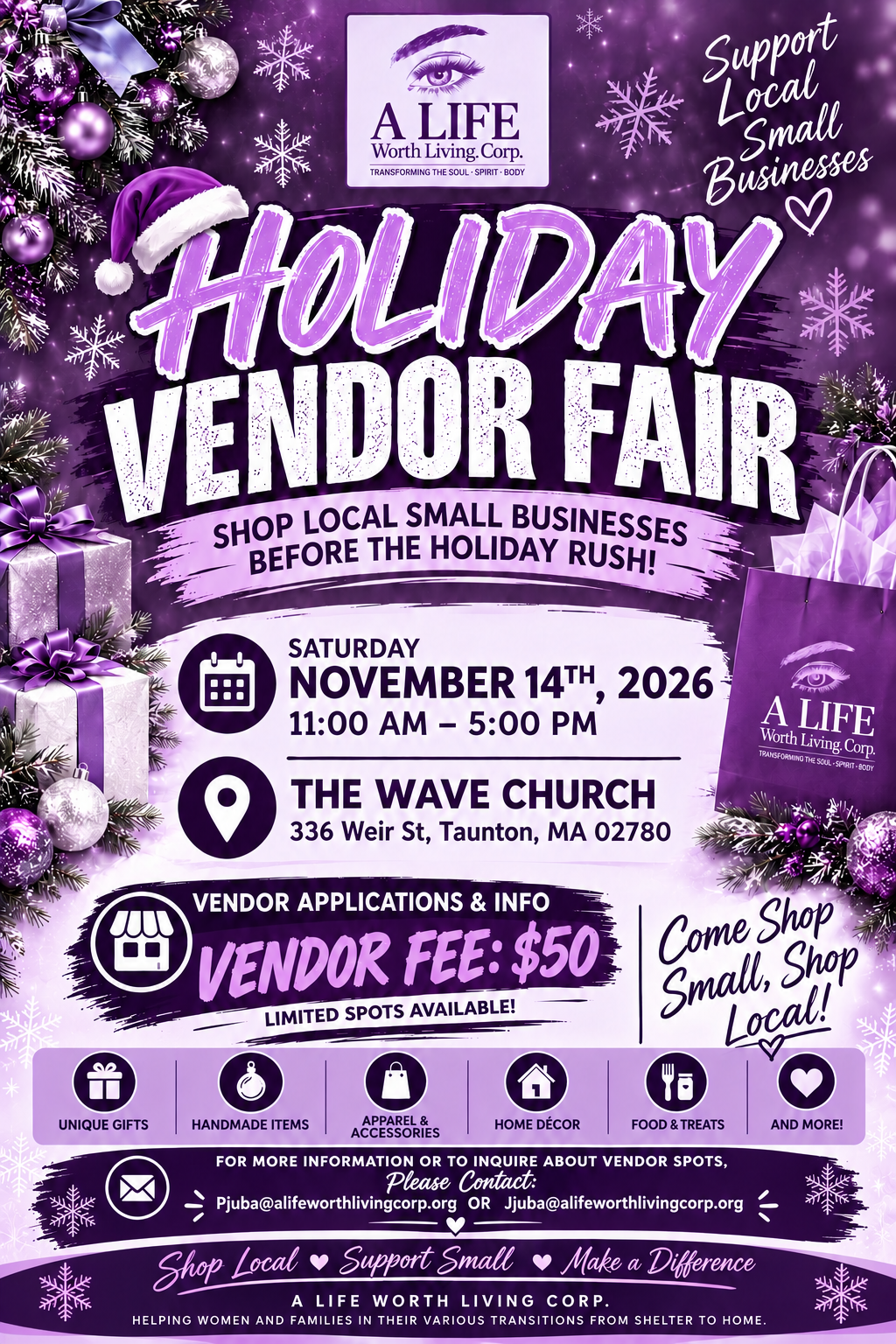 A Life Worth Living Corp. Holiday Vendor Fair